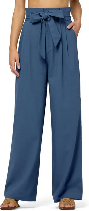 Willit Women Linen Pants Casual Wide Leg Dress Pants High Waisted Paperbag Work Slacks Tie Knot Trousers Pockets 28"/30"/ 32"