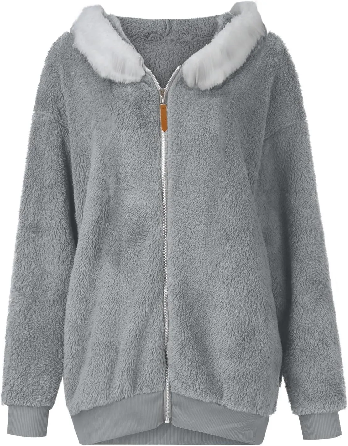 Winter Coats for Women 2024 Zip up Long Sleeve Casual Warm Fuzzy Hooded Jackets Loose Fit Soft Comfy Coats