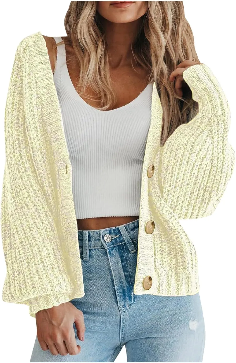 Winter Coats For Women Dressy Casual Open Front Button Down Outerwear Fashion Lightweight Chunky Knit Cropped Cardigans