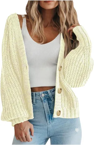 Winter Coats For Women Dressy Casual Open Front Button Down Outerwear Fashion Lightweight Chunky Knit Cropped Cardigans