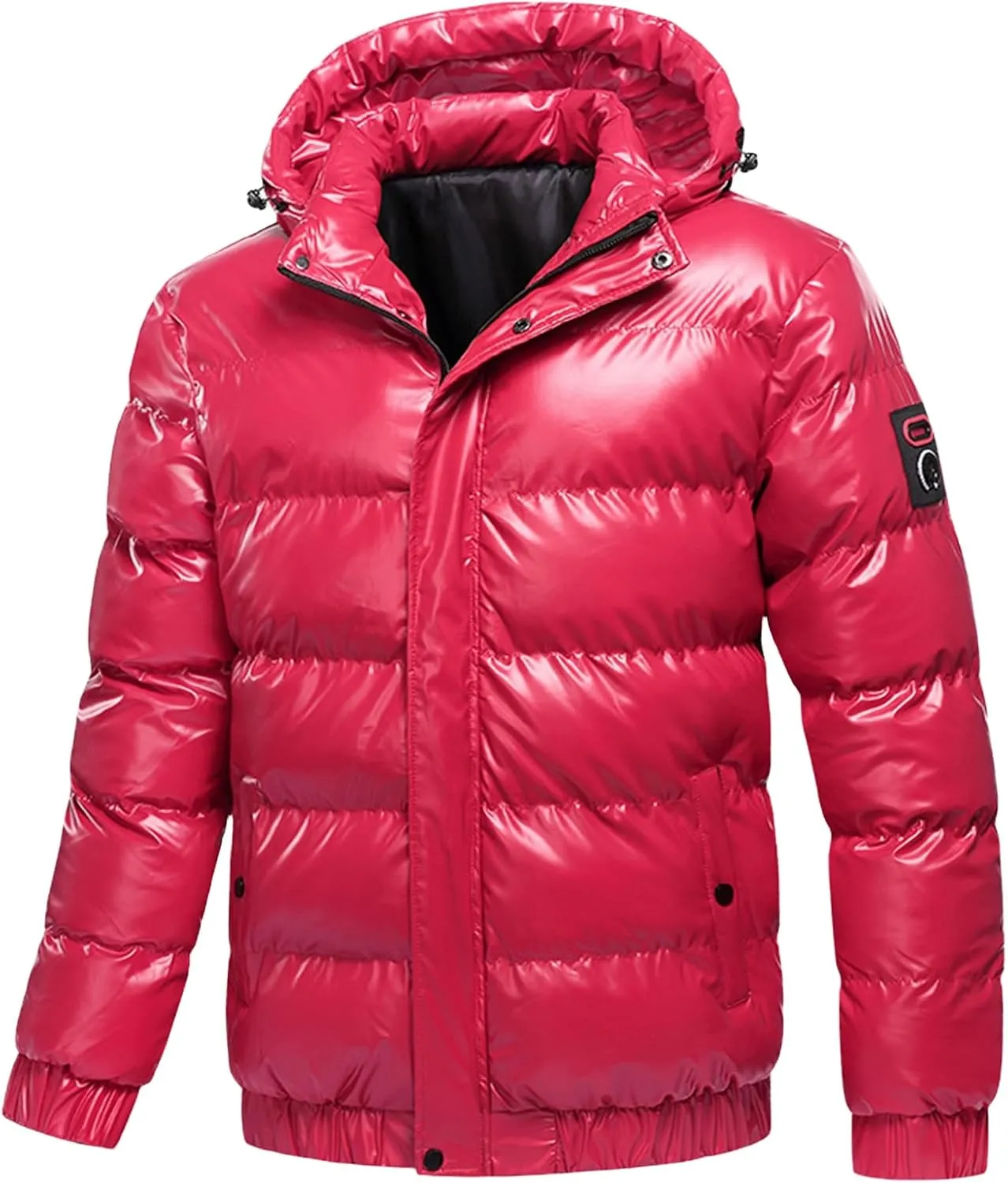 Winter Puffer Jackets for Men Shiny Hooded Reflective Padded Coat Bomber Alternative Down Jacket Fashion Wear Plus Size