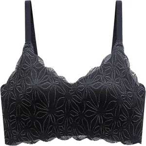 Wireless Bra for Women Floral Contrast Lace Comfy Breathable Full Coverage Support Push Up Bralette for Everyday Wear