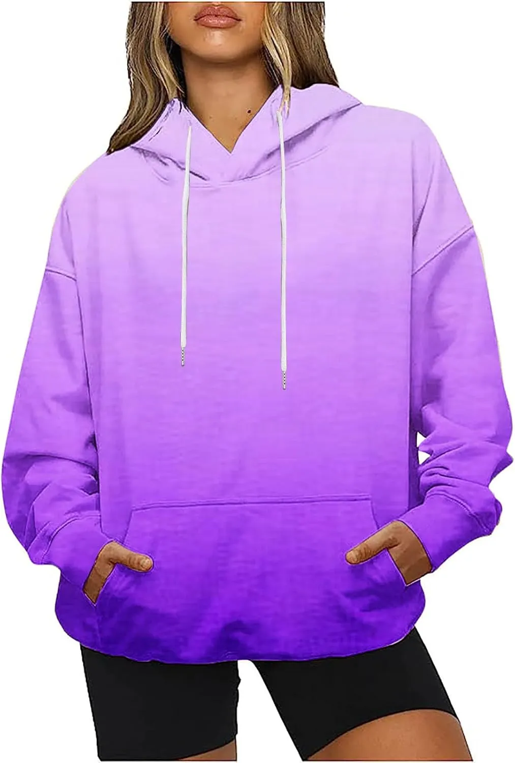 Women 2024 Oversized Sweatshirts Neno Print Drawstring Cute Hoodies Pullover Tops Fall Winter Trendy Clothes