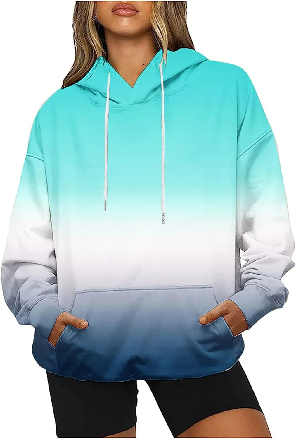 Women 2024 Oversized Sweatshirts Neno Print Drawstring Cute Hoodies Pullover Tops Fall Winter Trendy Clothes