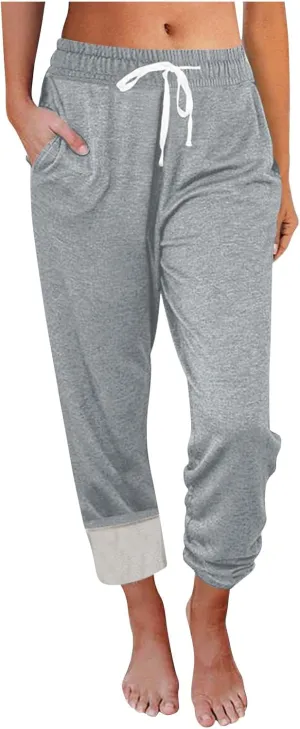 Women Fleece Lined Joggers Warm Sherpa Sweatpants High Waisted Winter Trousers Cozy Hiking Pants Thermal Lounge Pants