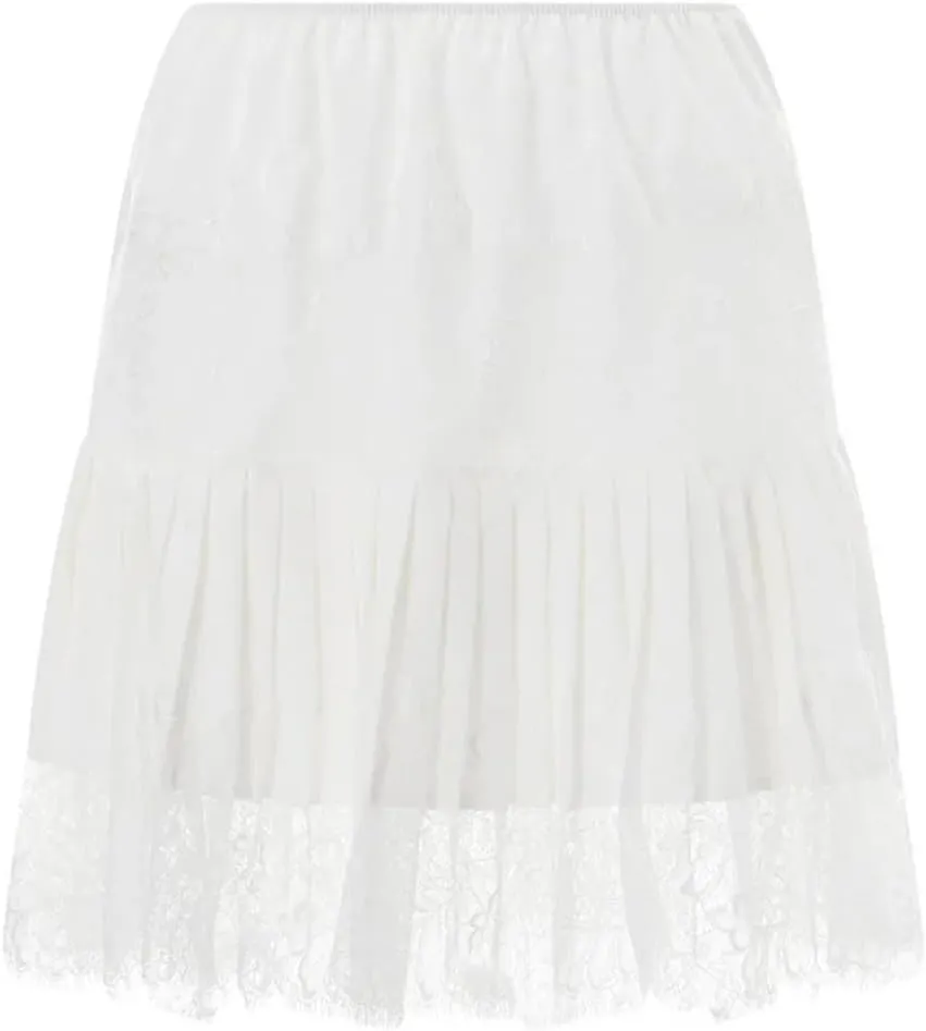 Women Lace Mini Skirts Clothes Mid-Rise Pleated Lace Casual Short Skirts