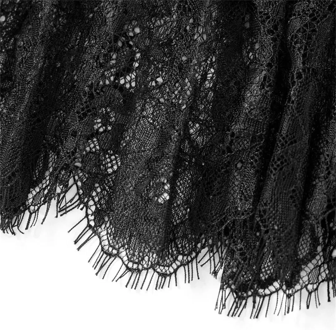 Women Lace Mini Skirts Clothes Mid-Rise Pleated Lace Casual Short Skirts