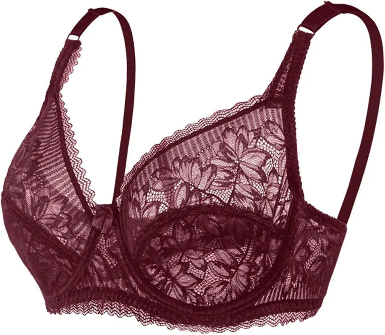 Women Plus Size Lace Bralette Underwear Underwire Non-Padded Unlined Push up Bras Sexy See Through Lingerie