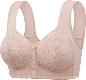 Women Seamless Stretch No Underwire Bra Soft Padded Front Close Comfort Bra Bralettes