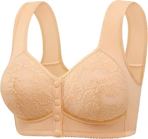 Women Seamless Stretch No Underwire Bra Soft Padded Front Close Comfort Bra Bralettes