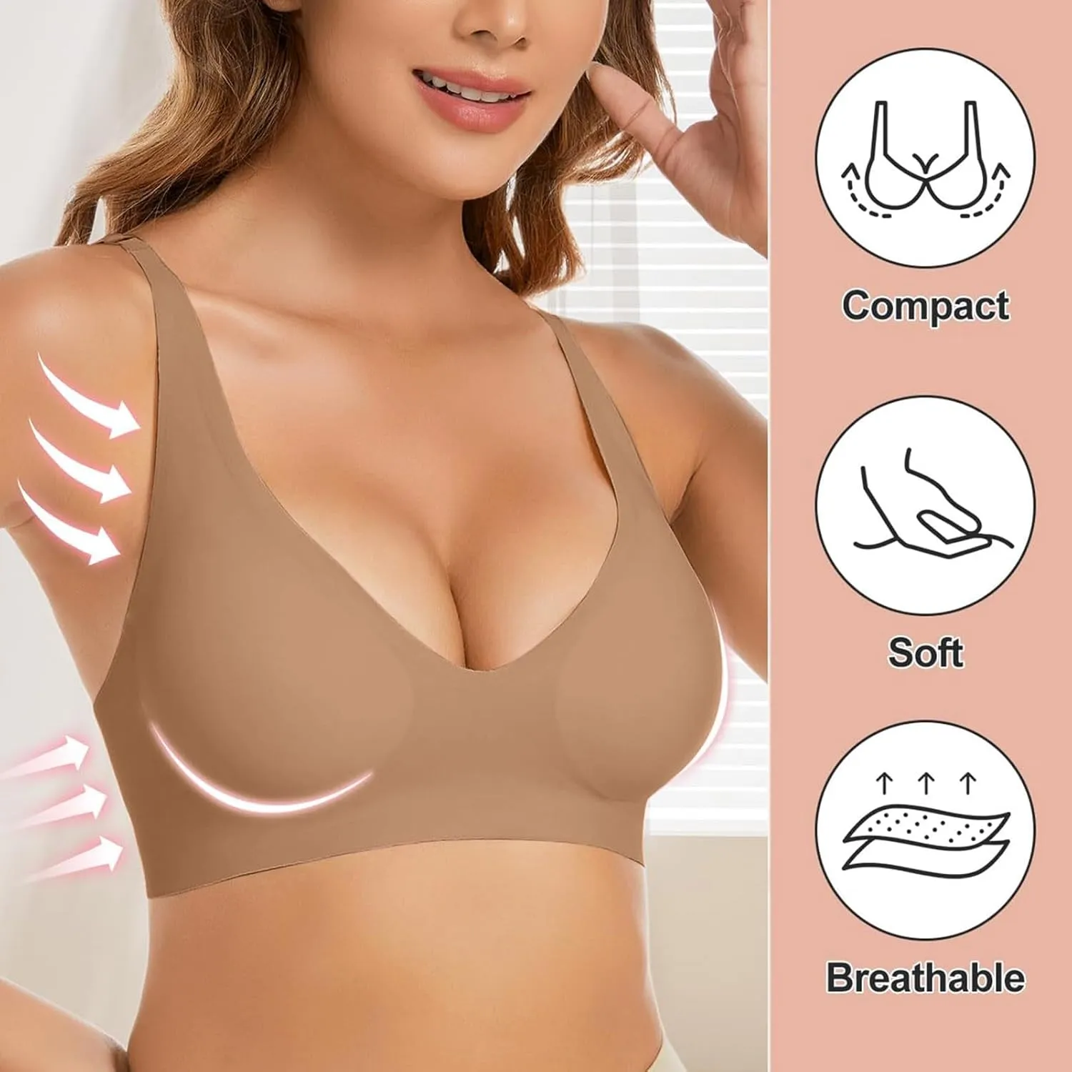 Women Seamless Stretch Wireless Bras Breathable Padded Full Coverage Comfort Bras Bralettes