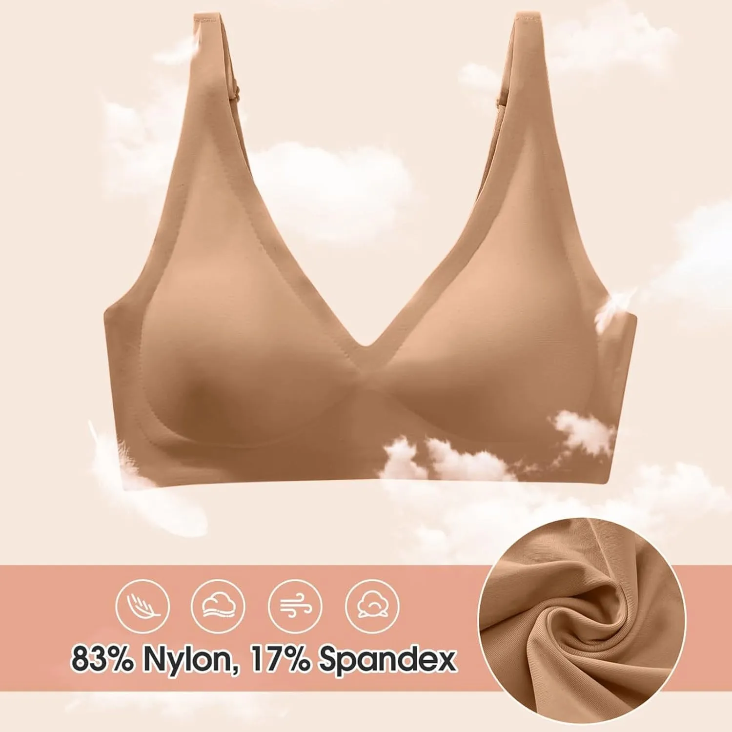 Women Seamless Stretch Wireless Bras Breathable Padded Full Coverage Comfort Bras Bralettes