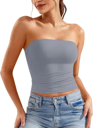 Women Strapless Tube Top Sexy Sleeveless Backless Bandeau Shirts Y2K Going Out Crop Tops Summer Outfits 2025