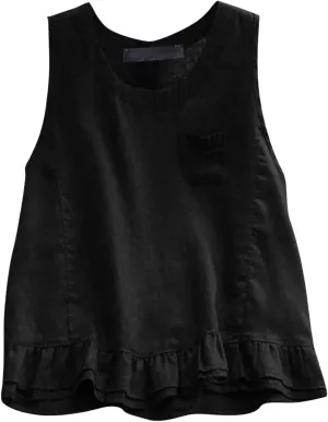 Women Tank Tops Fashion 2025 Ruffled Sleeveless Solid Color Comfy Shirts Vest Round Neck Summer Vacation Camisole
