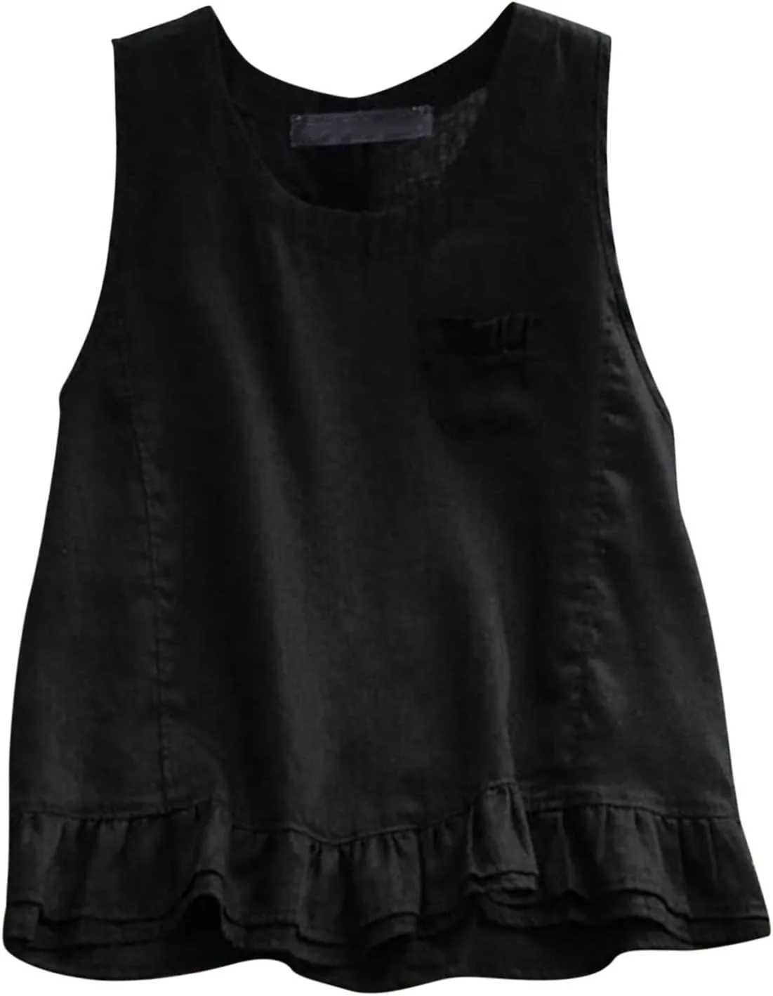 Women Tank Tops Fashion 2025 Ruffled Sleeveless Solid Color Comfy Shirts Vest Round Neck Summer Vacation Camisole