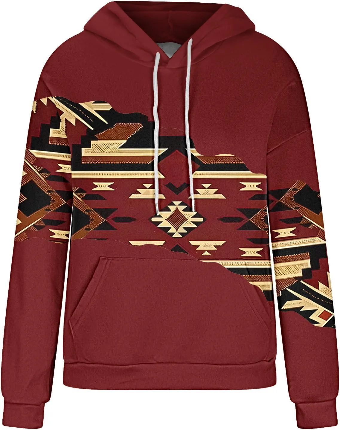 Women Western Ethic Hoodie Aztec Style Print Graphic Sweatshirts Pullover Hooded Pullover Tops Shirts Vintage Clothing