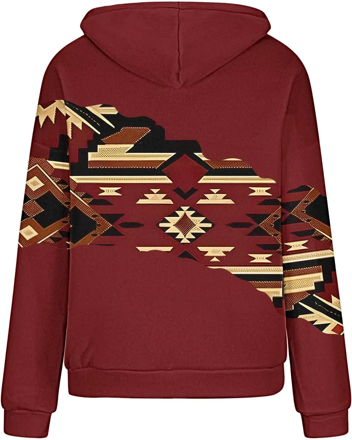 Women Western Ethic Hoodie Aztec Style Print Graphic Sweatshirts Pullover Hooded Pullover Tops Shirts Vintage Clothing