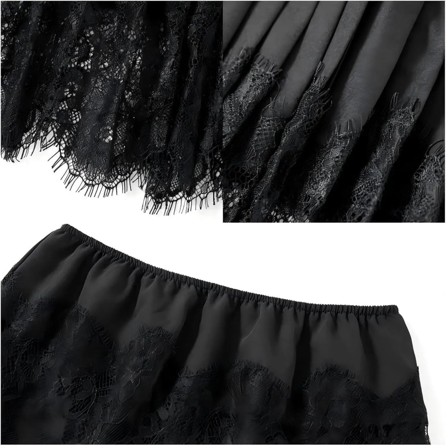 Women Y2K Lace Mini Skirts Summer Lace Slip Pleated Ruffle Floral Lace Tiered Short Skirts