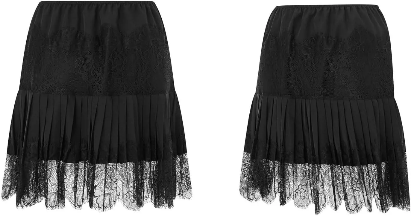 Women Y2K Lace Mini Skirts Summer Lace Slip Pleated Ruffle Floral Lace Tiered Short Skirts