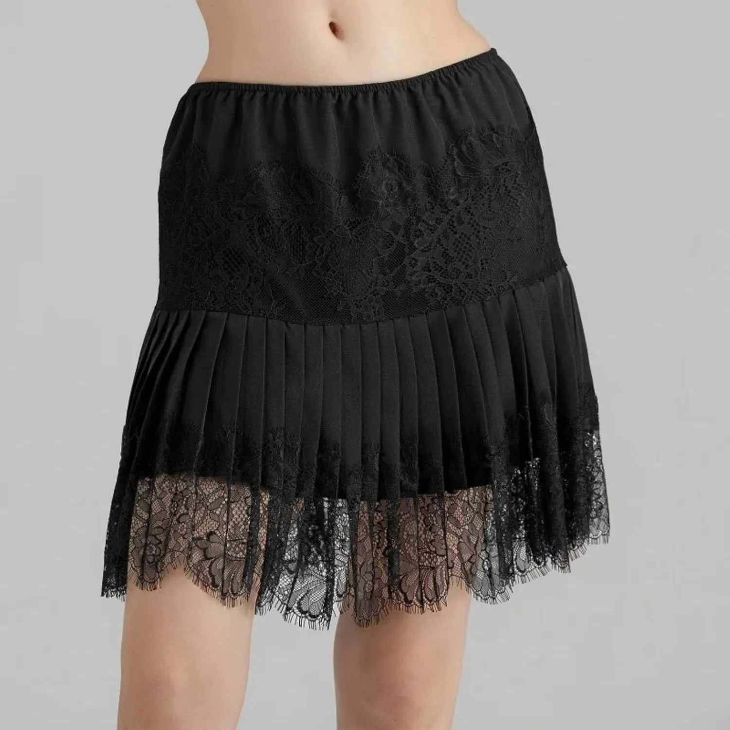 Women Y2K Lace Mini Skirts Summer Lace Slip Pleated Ruffle Floral Lace Tiered Short Skirts