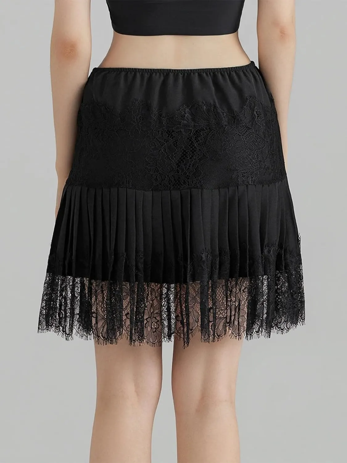 Women Y2K Lace Mini Skirts Summer Lace Slip Pleated Ruffle Floral Lace Tiered Short Skirts