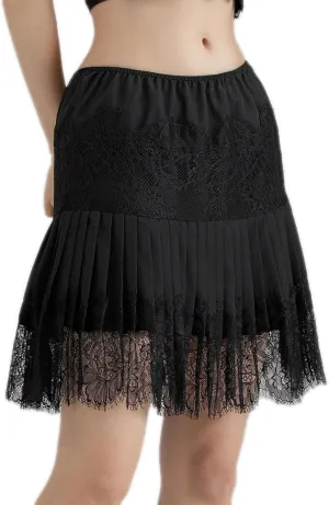 Women Y2K Lace Mini Skirts Summer Lace Slip Pleated Ruffle Floral Lace Tiered Short Skirts