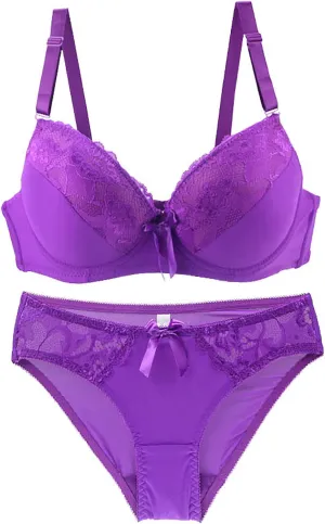 Womens 2 Piece Lace Underwire Bra and Panty Sets Sexy Push up Lingerie Set for Women Comfortable Seamless Bralettes Bra
