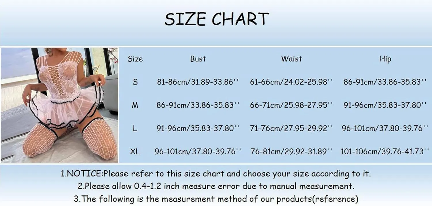 Women's 3 Piece Lingerie Set Mesh Fishnet Bowknot Stockings Lace Halter Bralette and Ruffled High Waist Panty Set