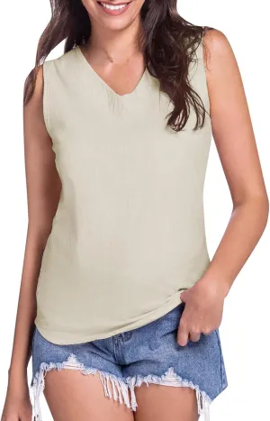 Women's Buttons Shirts Linen Roll-up Long Sleeve V Neck Summer Shirt Casual Loose Office Blouse Tunic Top