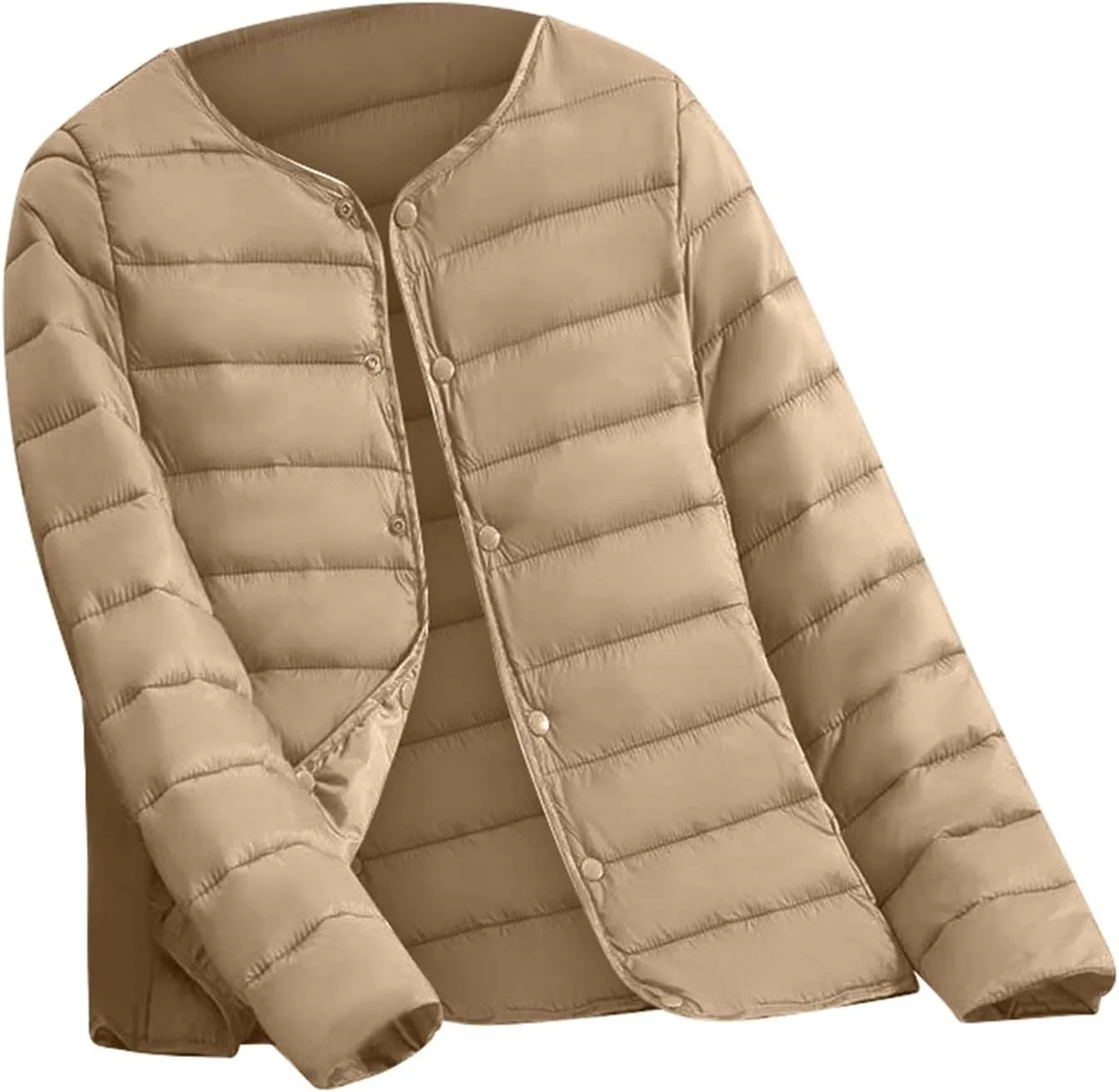 Women's Down Jacket, Water-Resistant Puffer Jacket Fall Coat with Round Neck&V-Neck