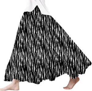 Women's Elastic High Waist Retro Pleated A-Line Flared Maxi Skirt Casual Beach Vacation Floral Boho Flowy Dress