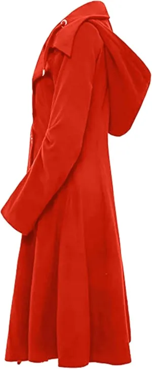 Women's elegant pea coat Gothic asymmetric hem dress Ruffled high-low coat Wool long trench coat Outerwear