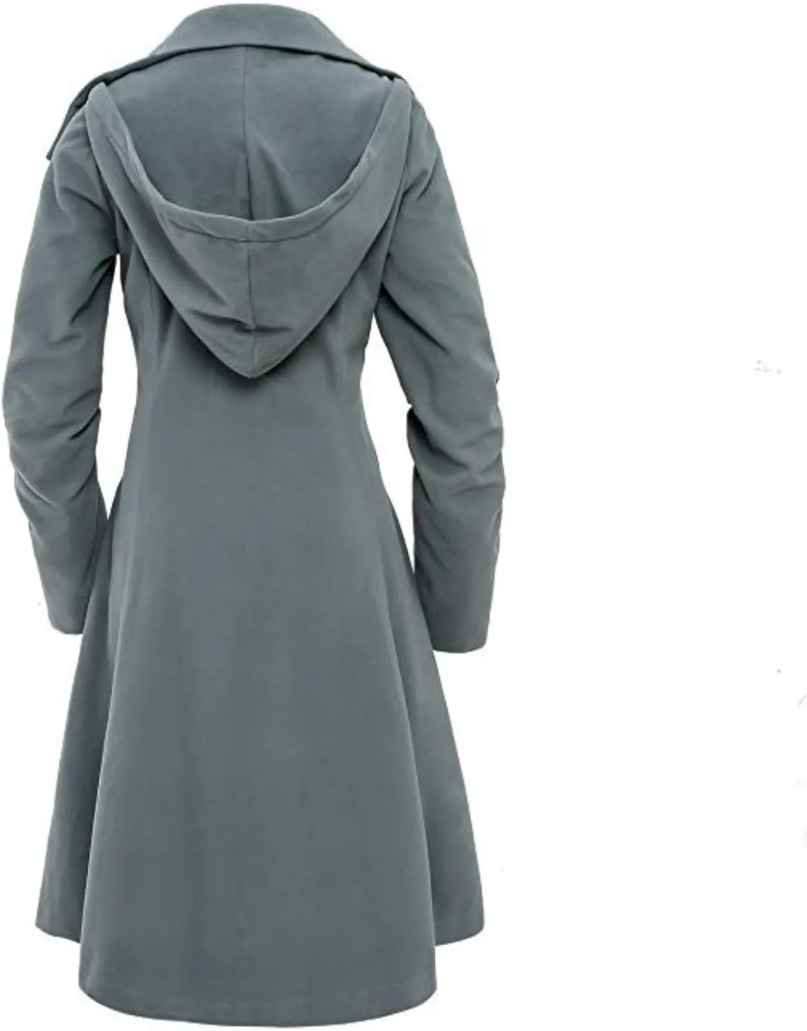Women's elegant pea coat Gothic asymmetric hem dress Ruffled high-low coat Wool long trench coat Outerwear
