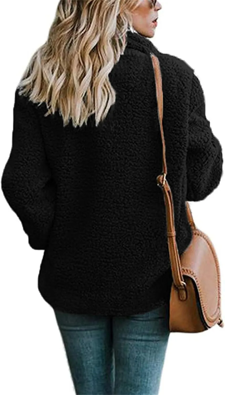 Womens Faux Shearling Jacket Casual Lapel Fleece Fuzzy Coat Winter Warm Shaggy Oversized Outwear Fluffy Cardigan Coat