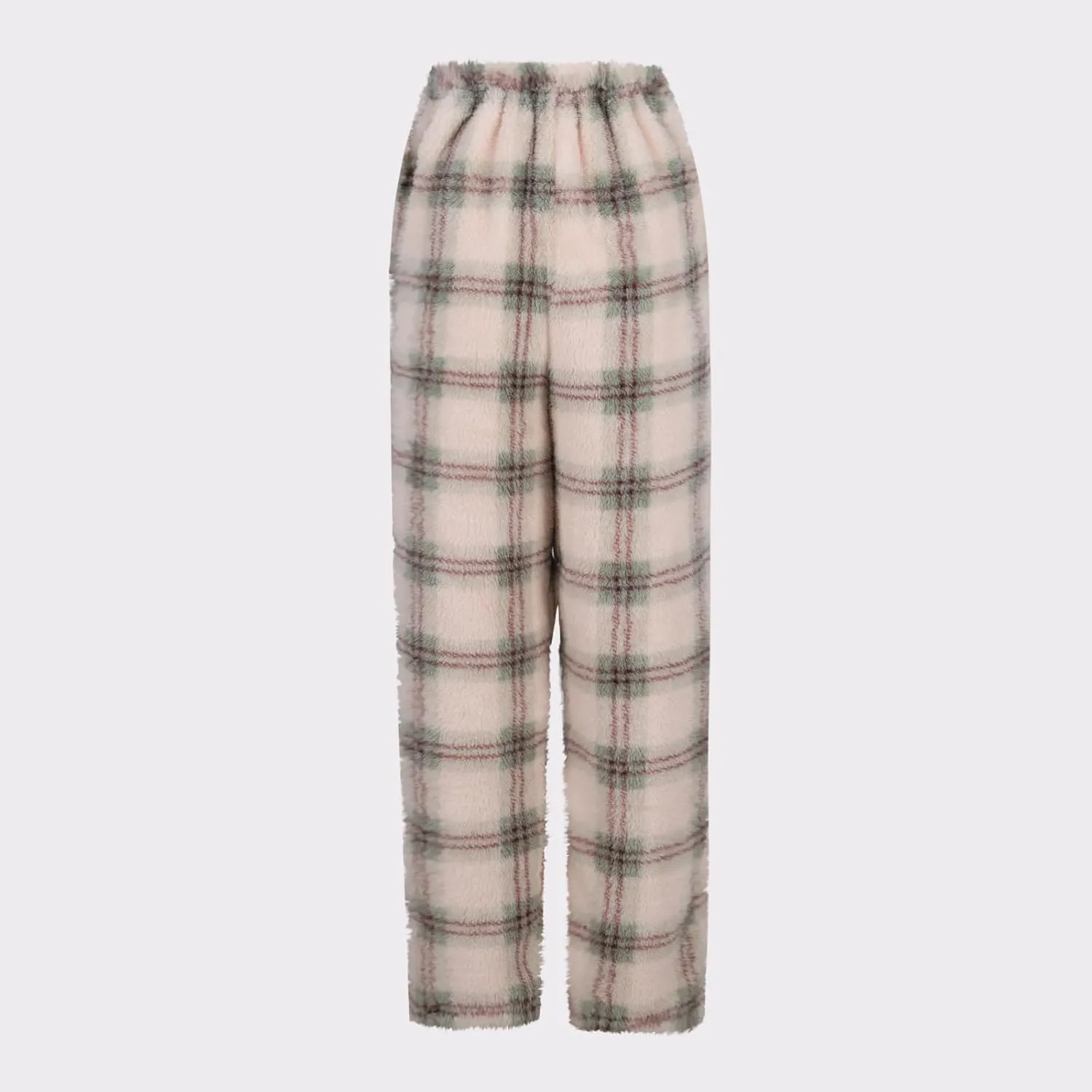 Womens Flannel Pants Furry Pj Pants Plaid Pajamas Bottoms Thick Lounge Pants Comfy Plush Sleep Pants Fleece Trousers