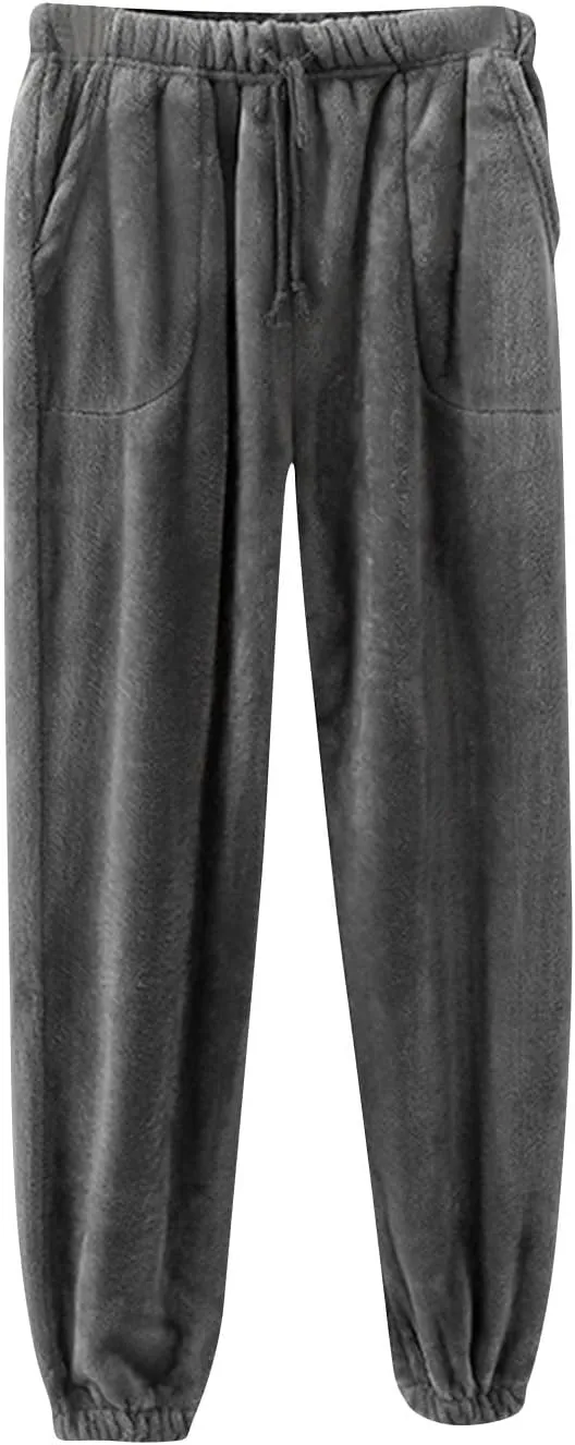 Women's Fleece Pajama Pants Comfy Lounge Pants Warm Furry Pj Bottoms Plush Sleep Pants Casual Winter Pants Loungewear