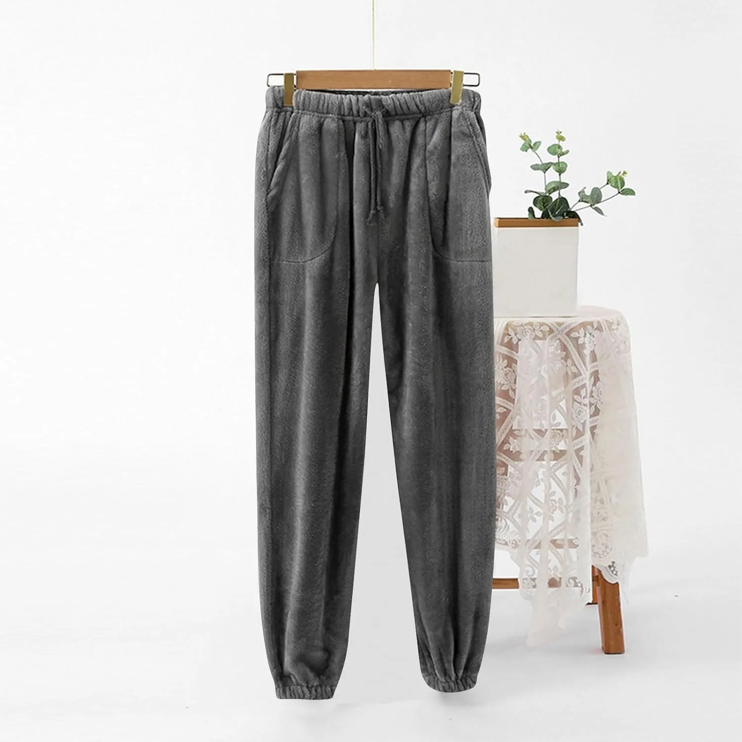Women's Fleece Pajama Pants Comfy Lounge Pants Warm Furry Pj Bottoms Plush Sleep Pants Casual Winter Pants Loungewear