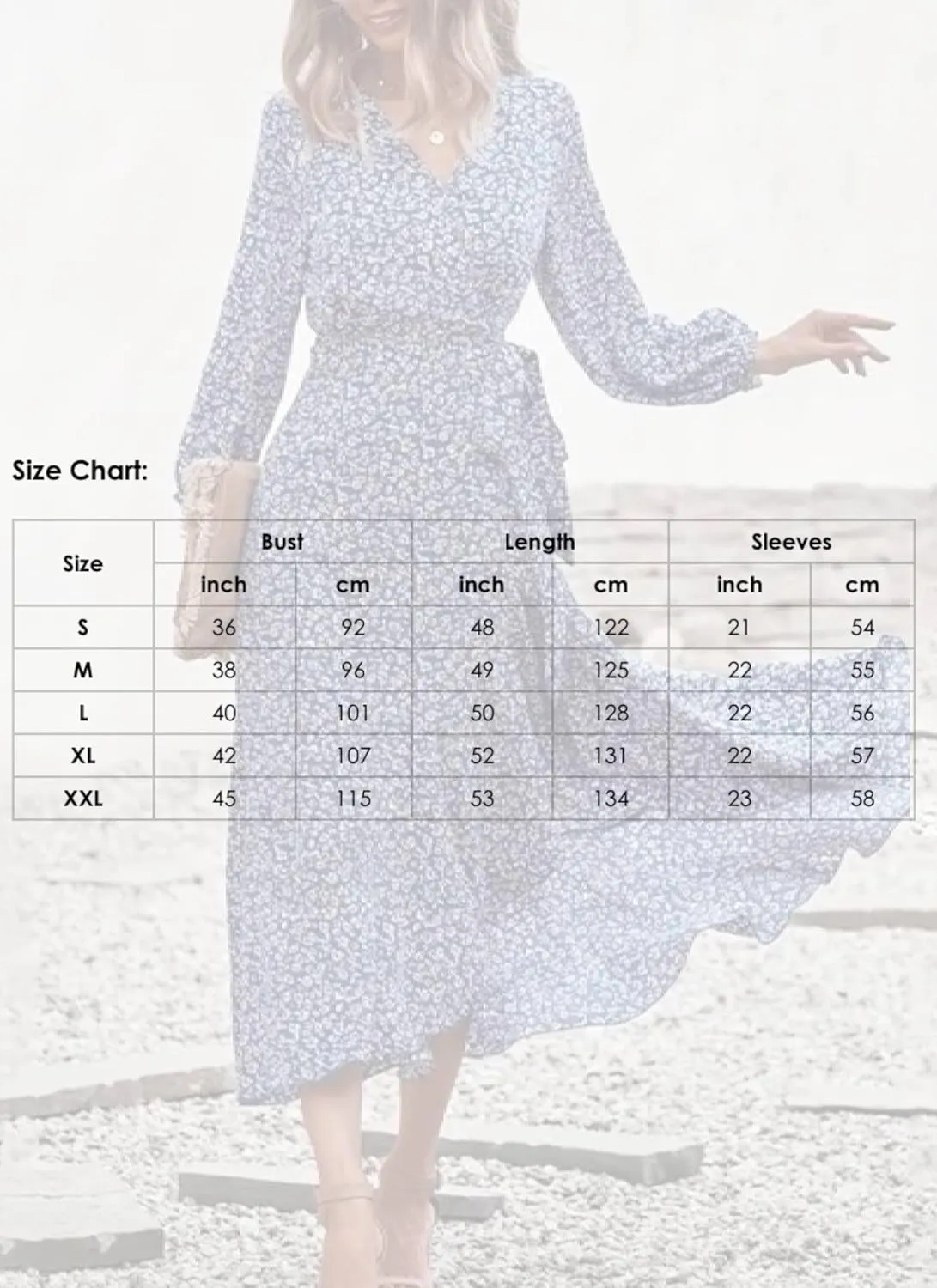 Women's Floral Print Wrap V Neck Long Sleeve Midi Dress Casual Elegant Flowy Swing A-Line Irregular Ruffled Hem Dresses