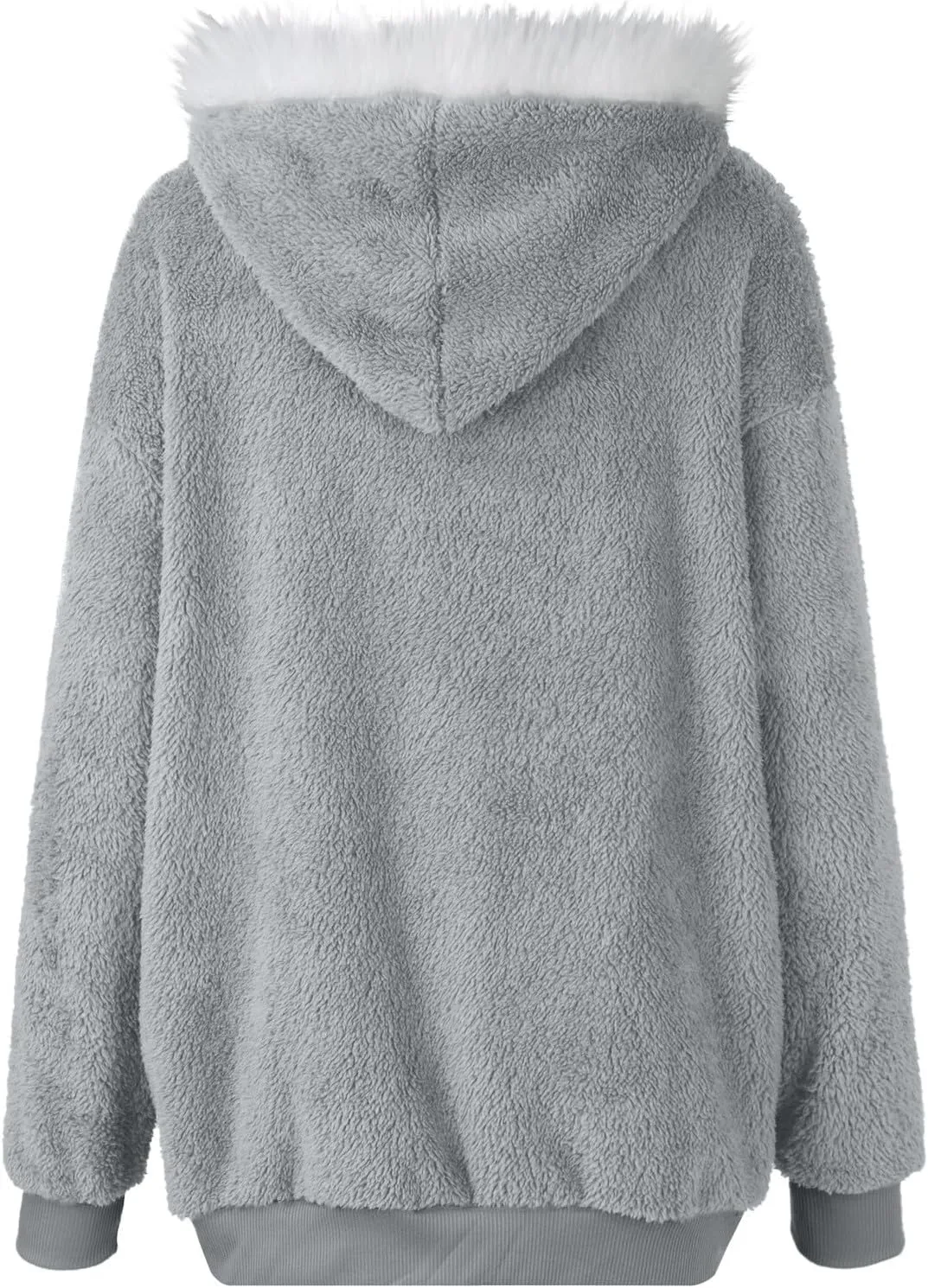 Womens Fuzzy Fleece Jacket Winter Full Zip Plush Hooded Cardigan Coats Soft Oversized Shaggy Warm Outerwear with Pockets