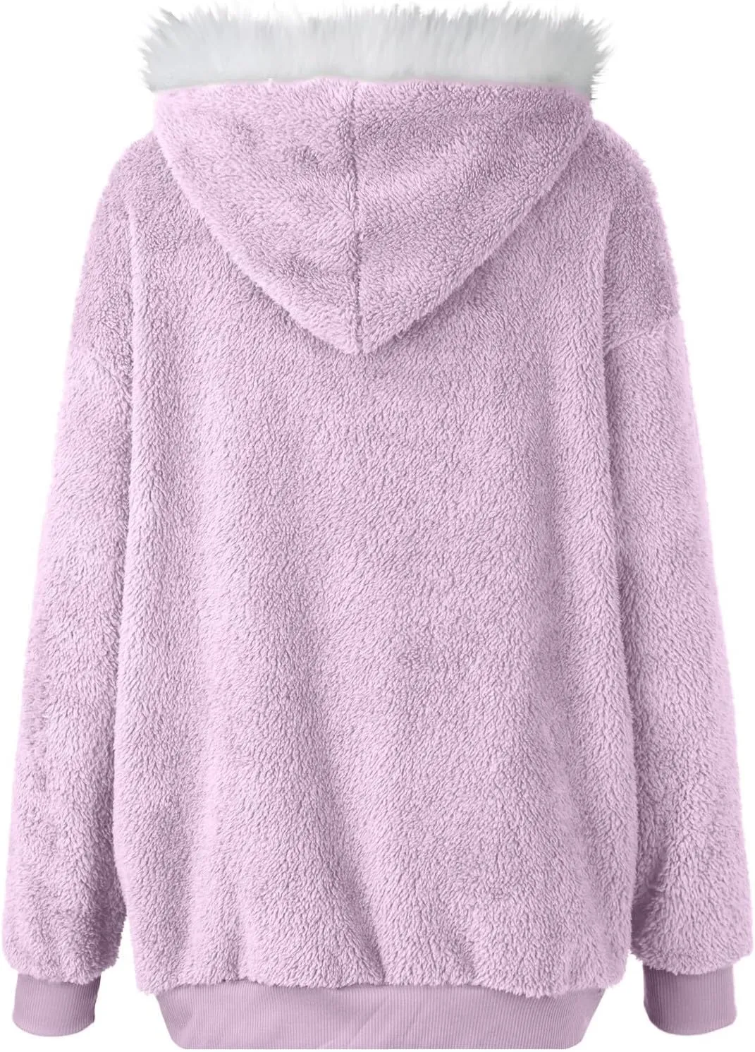Womens Fuzzy Fleece Jacket Winter Full Zip Plush Hooded Cardigan Coats Soft Oversized Shaggy Warm Outerwear with Pockets