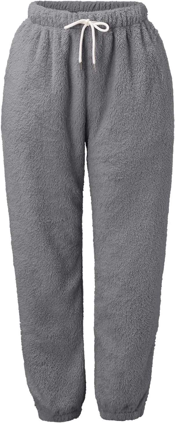 Womens Fuzzy Fleece Pants,2022 Winter Novelty Thicken Jogger Fitness Sweatpants Soft Fluffy Fleece Home Pajama Pants