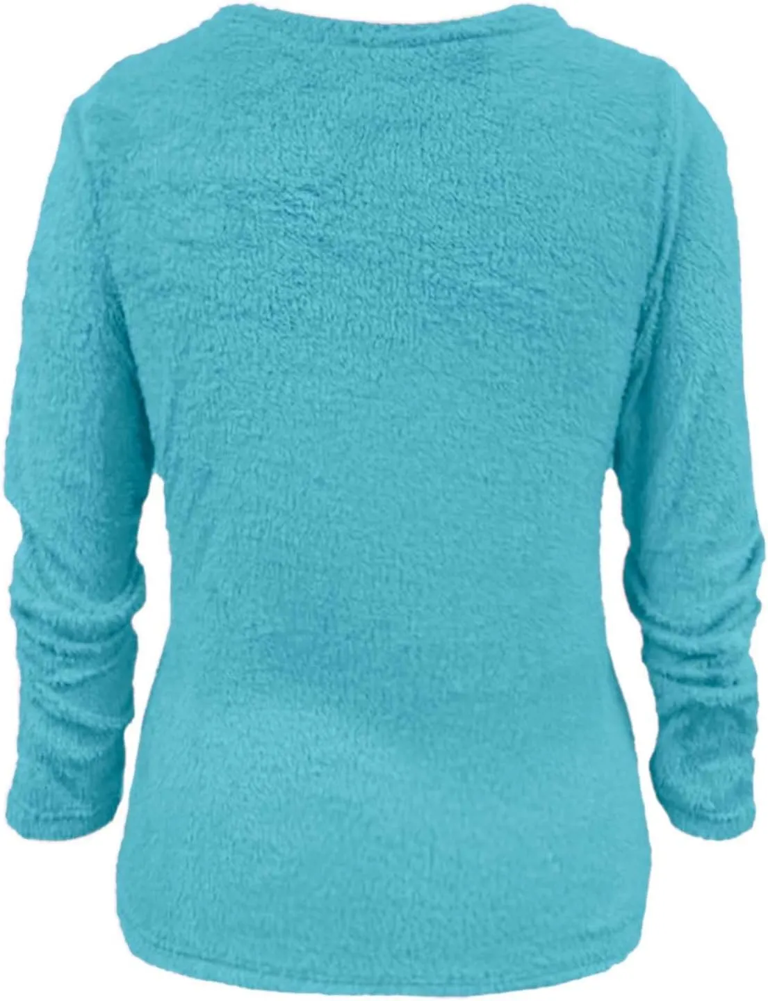 Womens Fuzzy Sweater Fluffy Crewneck Pullover Sweaters Long Sleeve Sweatshirt Plain Jumper Fall Top Kawaii Clothes
