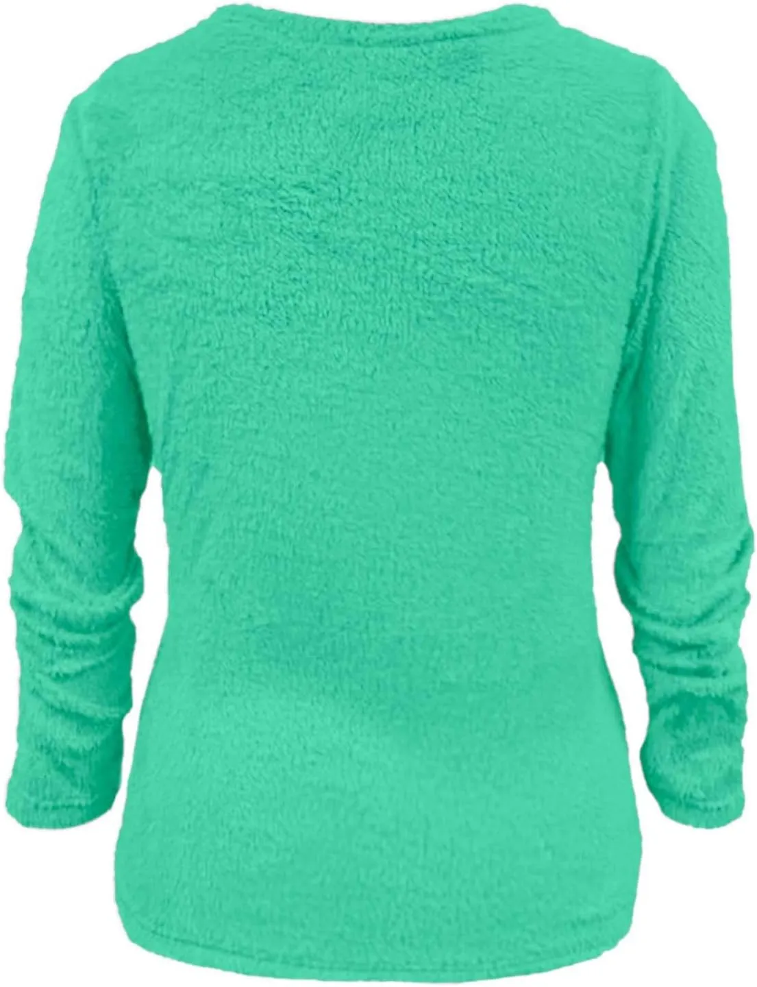 Womens Fuzzy Sweater Fluffy Crewneck Pullover Sweaters Long Sleeve Sweatshirt Plain Jumper Fall Top Kawaii Clothes