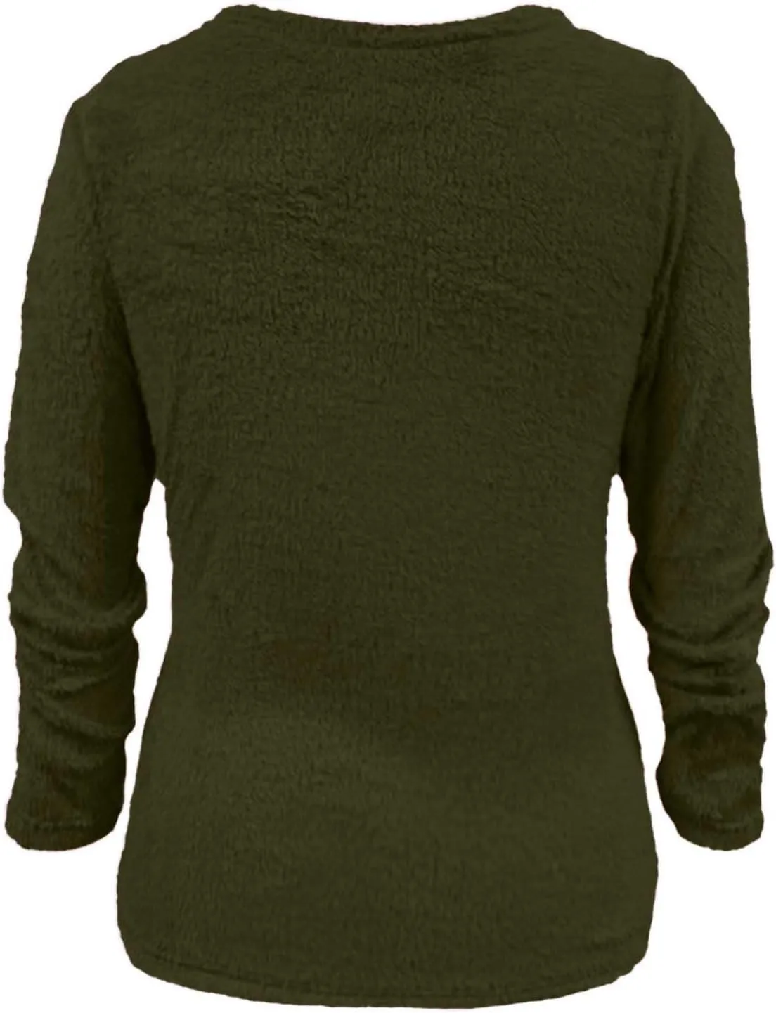 Womens Fuzzy Sweater Fluffy Crewneck Pullover Sweaters Long Sleeve Sweatshirt Plain Jumper Fall Top Kawaii Clothes