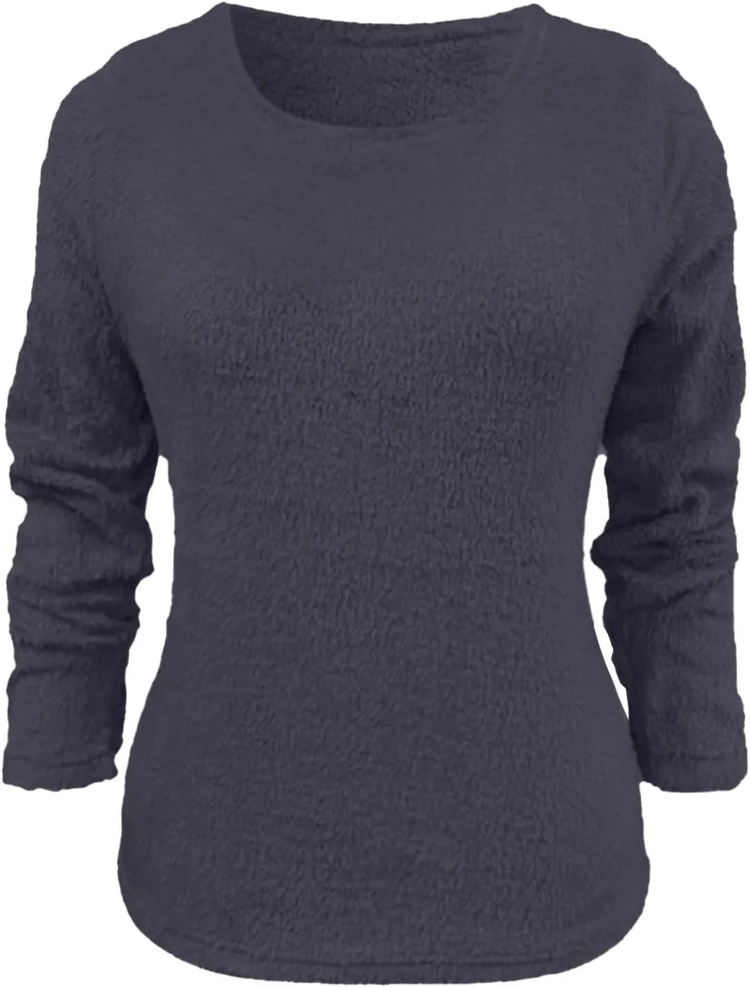 Womens Fuzzy Sweater Fluffy Crewneck Pullover Sweaters Long Sleeve Sweatshirt Plain Jumper Fall Top Kawaii Clothes