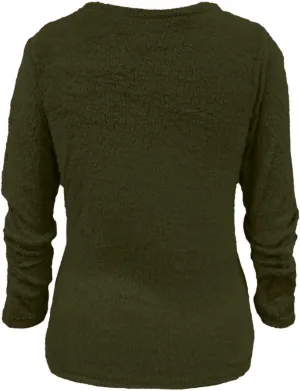 Womens Fuzzy Sweater Fluffy Crewneck Pullover Sweaters Long Sleeve Sweatshirt Plain Jumper Fall Top Kawaii Clothes