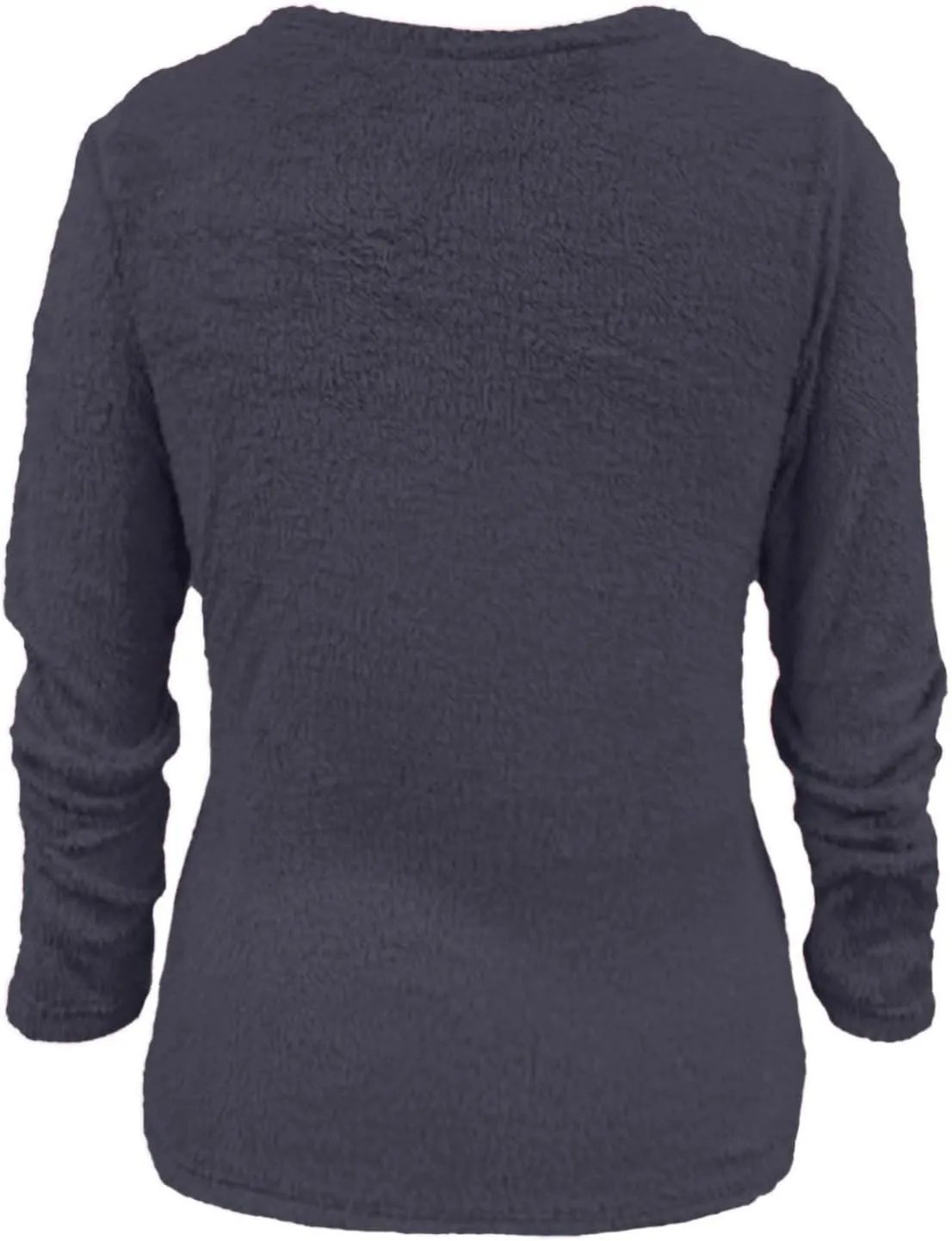 Womens Fuzzy Sweater Fluffy Crewneck Pullover Sweaters Long Sleeve Sweatshirt Plain Jumper Fall Top Kawaii Clothes
