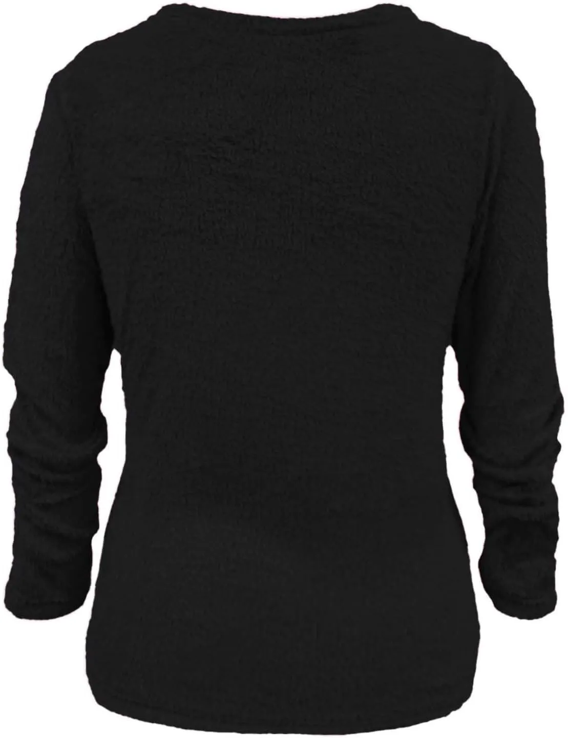 Womens Fuzzy Sweater Fluffy Crewneck Pullover Sweaters Long Sleeve Sweatshirt Plain Jumper Fall Top Kawaii Clothes