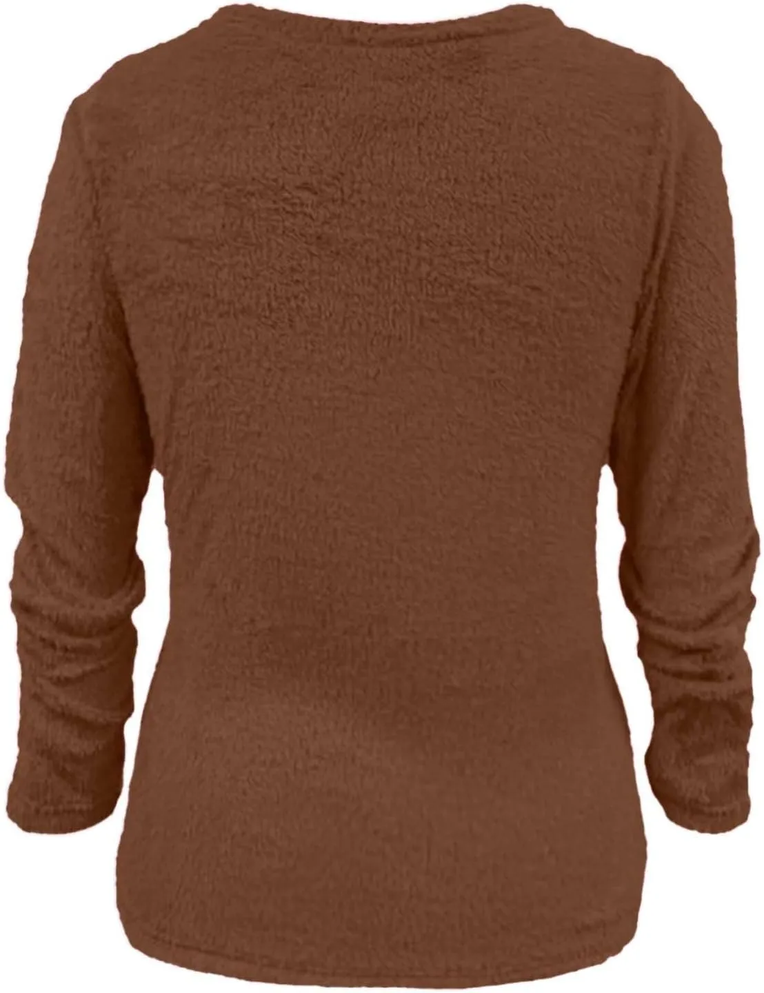Womens Fuzzy Sweater Fluffy Crewneck Pullover Sweaters Long Sleeve Sweatshirt Plain Jumper Fall Top Kawaii Clothes
