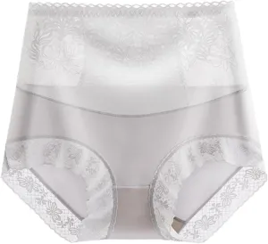 Women's High Waist Cotton Underwear Soft Brief Sexy Lace Panties Regular Butt Lift Seamless Brief